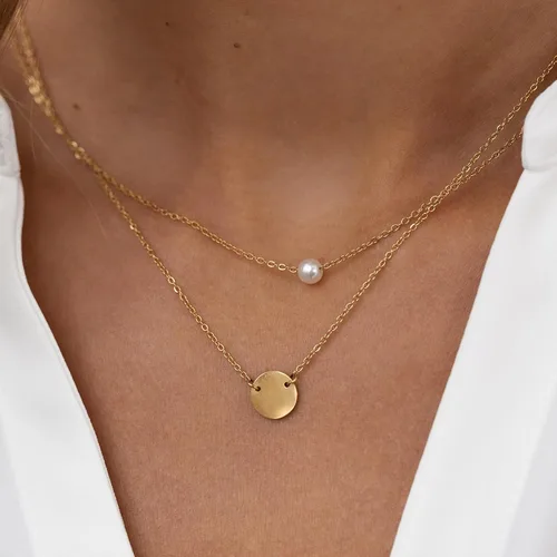 Vista 4 de Ieftop Regalos para el día de San Valentín para ella, delicado collar de oro para mujer, chapado en oro de 14 quilates, bonito collar de corazón
