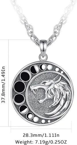 Vista 7 de CELESTIA Collares vikingos de plata de ley 925 para hombres y mujeres, martillo de Thorslobo vikingorunas vikingasYggdrasil