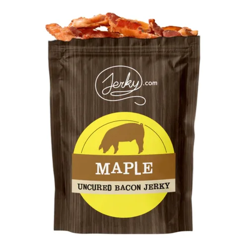 Vista 8 de Barbecue Bacon Jerky - Hecho con tocino real - mundialmente famoso, cecina de tocino en lotes pequeños - Bolsa de 1.75 onzas