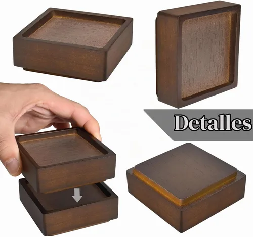 Vista 3 de Elevadores de madera para cama, bloques de madera resistentes, apilables de 1 pulgada a 2 pulgadas, 3 pulgadas 4 pulgadas de alto, elevadores