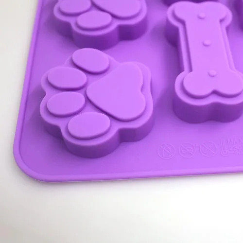 Vista 9 de FineGood - 3 moldes de silicona en forma de pata y hueso 2 en 1, 8 cavidades, bandejas reutilizables para dulces de hielo, galletas de chocolate