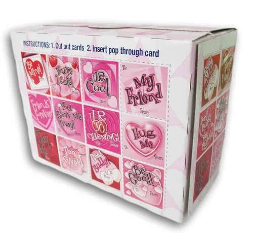 Vista 3 de Candy Valentines - Blow Pop Caja de intercambio de amistad de San Valentín - 20 paletas y tarjetas - 11 onzas