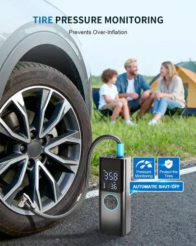 Vista 5 de Compresor de aire portátil para inflador de neumáticos, bomba de neumáticos 4 veces más rápida y 150 PSI para automóvil, moto, bicicleta y pelota