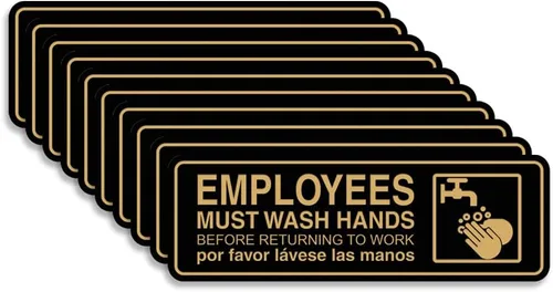 Vista 52 de Standard Employees Must Wash Hands - Letrero para puerta/pared, color negro, pequeño