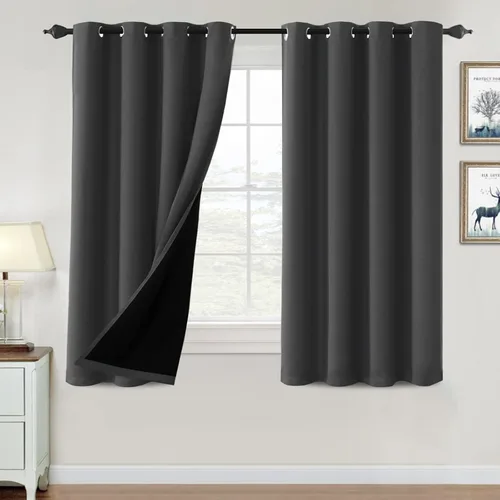 Vista 124 de H.VERSAILTEX Cortinas 100% de opacidad para dormitorio, con aislamiento térmico, cortinas opacas de 63 pulgadas de largo, cortinas de bloqueo