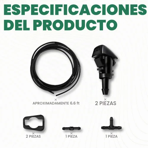 Vista 2 de Kit de boquillas de limpiaparabrisas, manguera de limpiaparabrisas de 2 metros y chorro de lavado con conector, kit de boquillas de limpiaparabrisas