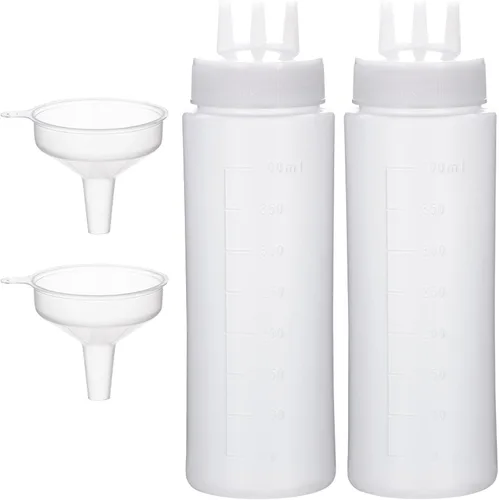 Vista 10 de Botella exprimible de 3 agujeros para salsas, botellas de condimento de plástico exprimibles para dispensadores de salsa de tomate para salsa