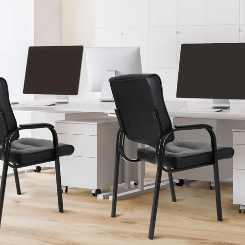 Vista 7 de JupiterForce Sillas de sala de espera, silla de cuero para recepción, oficina, recepción, sin ruedas, con reposabrazos acolchado, para el hogar