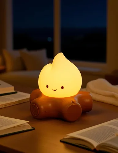 Vista 4 de 3 piezas Luz Nocturna de Fogata para Niños, Lindos Regalos de Lámpara de Fogata, Luces de Llama LED Iluminadas, Regulable, Luz Nocturna Recargable
