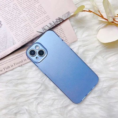 Vista 4 de Funda compatible con iPhone 15 Plus con purpurina para mujeres y niñas, funda protectora suave y brillante para iPhone 15 Plus, color azul
