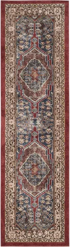 Vista 2 de SAFAVIEH Bijar Collection BIJ636B - Alfombra tradicional oriental, envejecida, no desprende pelusa, 2 pies 3 pulgadas x 8 pies, color azul rey/marrón