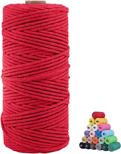 Vista 60 de Cordón de algodón para macramé 3mm x 109 yardas, cuerda de macramé natural color beige, suministros perfectos de algodón para macramé, para hacer