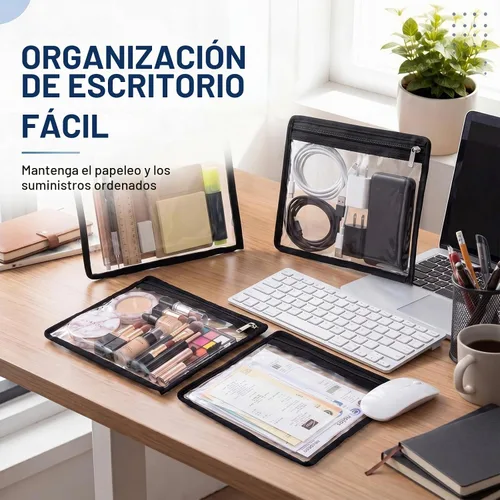 Vista 3 de Ireer 18 bolsas transparentes con cremallera de PVC, impermeables, bolsas transparentes con cremallera, bolsas de almacenamiento, multiusos