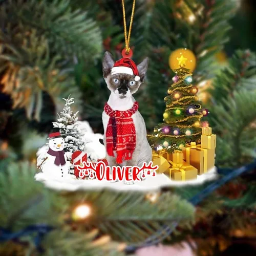 Vista 93 de NAZENTI Adorno personalizado de gato abisinio con árbol de pino, adorno de Navidad personalizado para perros amantes de las mascotas, colgante