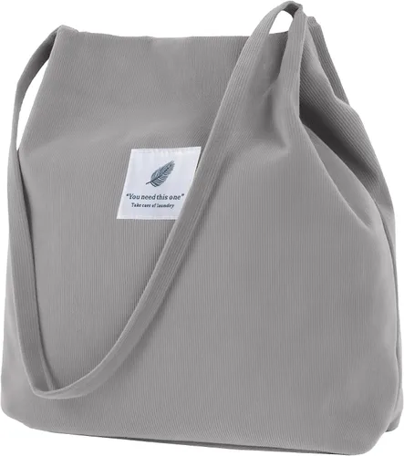 Vista 22 de Bolsa Tote de Pana para Mujeres Pequeña Bolsa de Lona para Hombro Bolsa de Mano de Pana con Bolsillo Interior 02 Verde Ejército