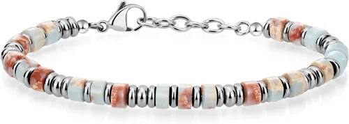 Vista 11 de SIUMAL Pulsera para hombre, pulseras bohemias de acero inoxidable para hombres, pulseras de cuentas, regalos de joyería para marido, padre, amigos