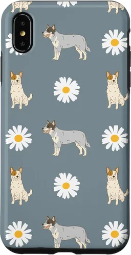 Vista 11 de Funda azul para iPhone 16 con diseño de perro Heeler y margarita azul polvoriento