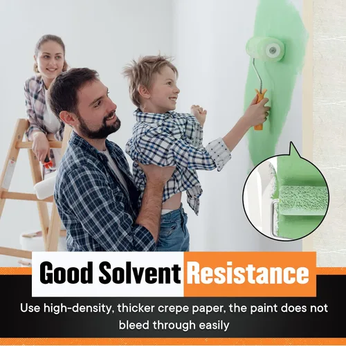 Vista 6 de Cinta adhesiva de 0.94 pulgadas de ancho, fina cinta blanca para pintores, cinta adhesiva beige a granel para pintar el hogar, oficina, escuela
