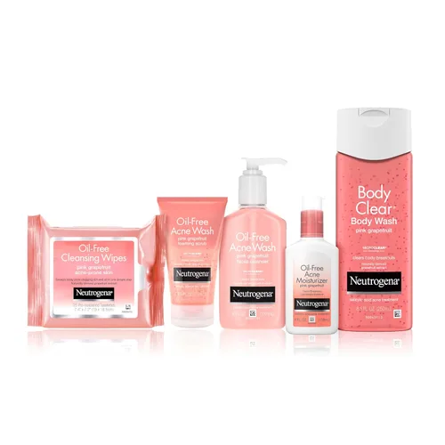 Vista 3 de Neutrogena Hidratante para acné sin aceite, tratamiento de acné con ácido salicílico de 0.5%, loción facial de pomelo rosa para brotes, no grasa