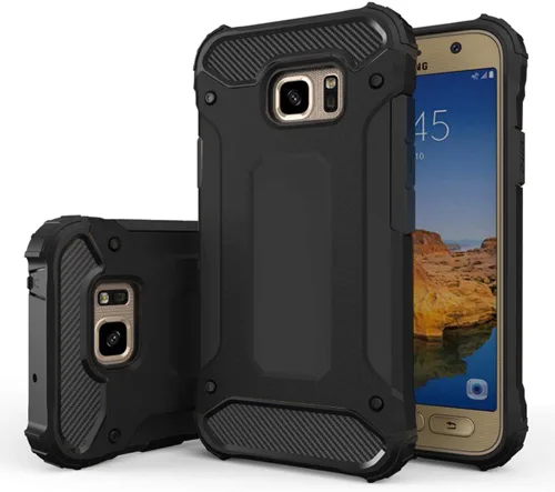 Vista 7 de Funda de teléfono para Samsung Galaxy S7 con protector de pantalla de vidrio templado y accesorios para celda, resistente, de doble capa, cuerpo