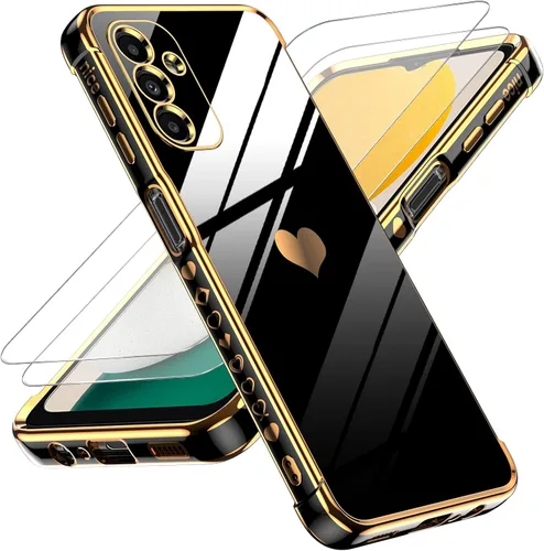 Vista 25 de LeYi Funda para Motorola-G 2025: Love Heart Plating Luxury, Negro