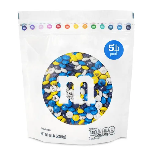 Vista 12 de M&M'S Bar Mitzvah - Caramelo de chocolate con leche, azul, plateado, blanco, bolsa a granel de 2 libras