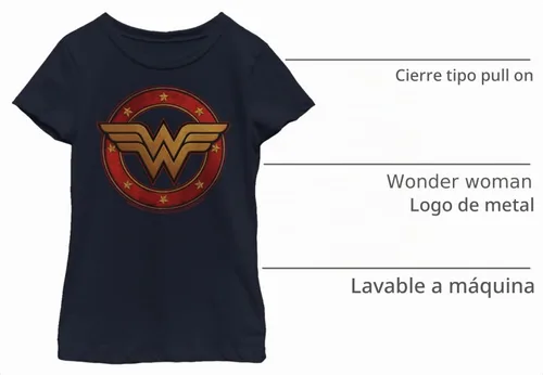 Vista 2 de DC Comics Logotipo de Metal Mujer Maravilla para Niña marino