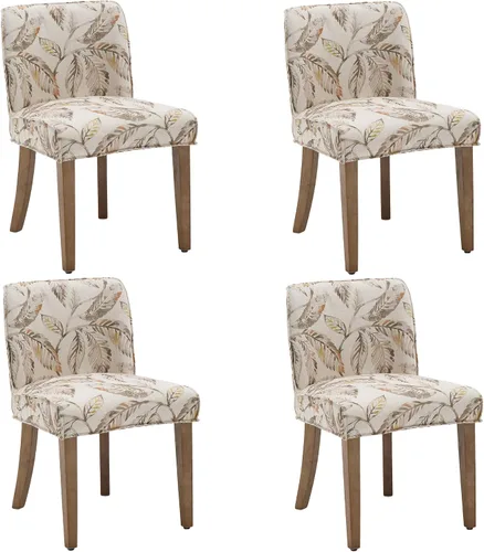 Vista 9 de chairus Juego de 2 sillas de comedor de granja, cómodas sillas de cocina tapizadas de tela de lino de madera marrón nogal, sillas de comedor