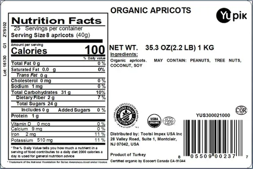 Vista 2 de Yupik Albaricoques Orgánicos, 2.2 lb (35.2 oz), Sin OGM, Vegano, Sin Gluten, Frutas Secas, Sin Azúcar Añadido, Naturalmente Dulce, Sin Sulfitos