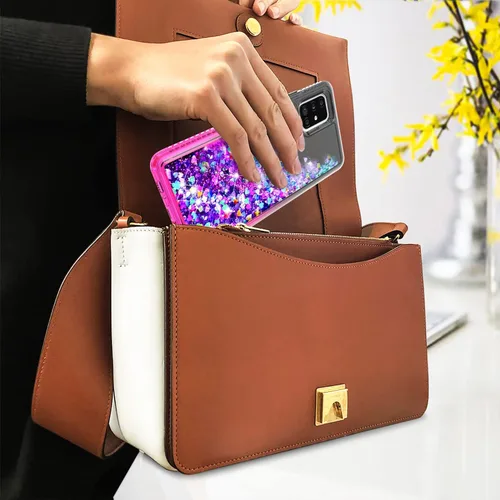 Vista 8 de STARSHOP Funda compatible con iPhone 11, con protector de pantalla de vidrio templado incluido: cubierta de arena movediza con purpurina flotante