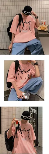 Vista 6 de Y2K Grunge - Camiseta de gran tamaño para hombre con estampado de dibujos animados de verano, sudadera indie, gótica Harajuku Emo Streetwear