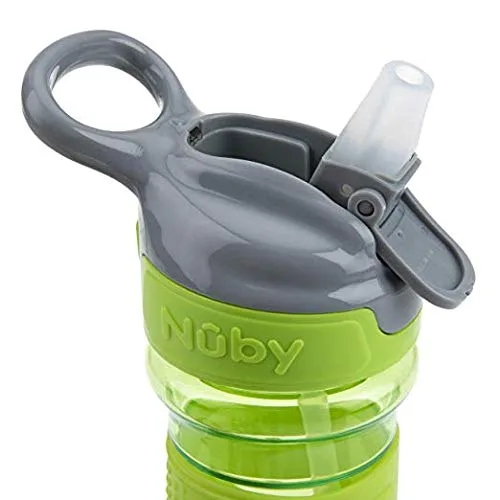 Vista 5 de Nuby Thirsty Kids - Botella de agua con boquilla suave para niños (verde/azul)