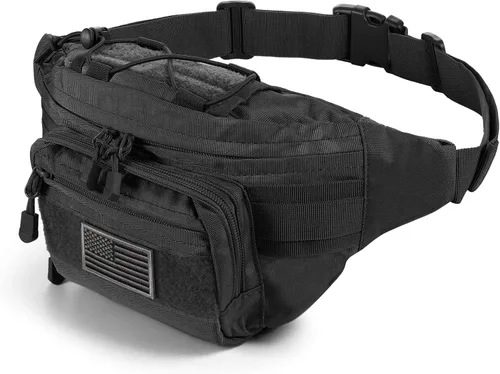 Vista 8 de SOWHUP Riñonera Táctica, Bolsa de Cintura Militar con Parche de EE.UU., Bolsa de Cinturón de Utilidad para Cadera para Pesca al Aire Libre