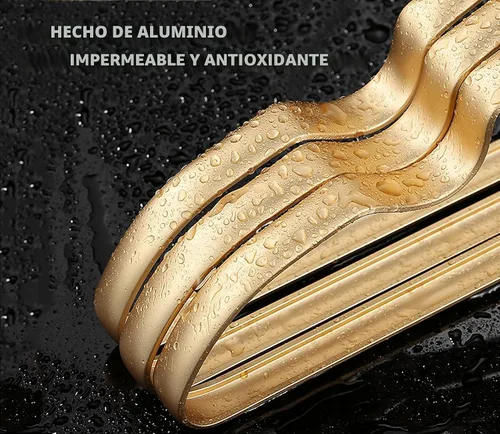 Vista 5 de Amber Home Paquete de 20 perchas de aluminio dorado mate de alta calidad, 16.5 pulgadas, extra suaves y duraderas, colgador de metal ligero