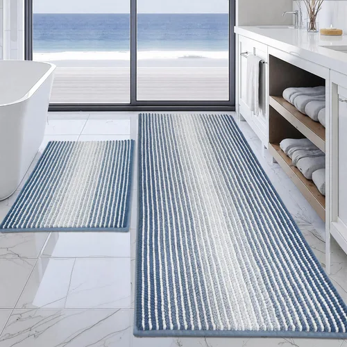 Vista 28 de BSICPRO Tapetes de baño de felpilla, 20 x 32 pulgadas, antideslizantes, absorbentes, suaves, peludos, para baño, lavables a máquina (salvia)