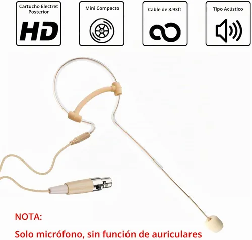 Vista 2 de Micrófono de auriculares para la cabeza de un solo auricular sobre la oreja micrófono condensador colgante compatible con el sistema inalámbrico