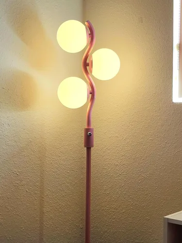 Vista 7 de Lámpara de pie rosa regulable de 60 pulgadas, lámparas de pie modernas con 3 globos de luz blanca cálida suave de 3000 K, lámpara de pie de mediados