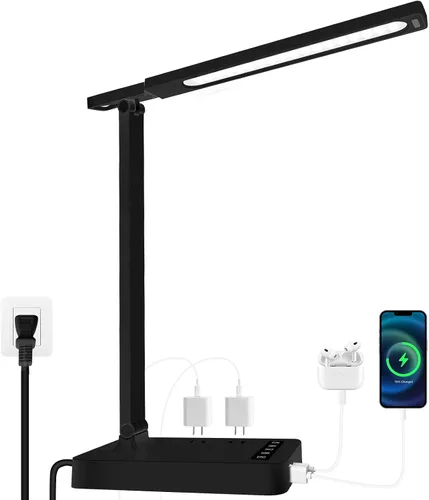 Vista 6 de karidi Lámpara de Escritorio LED Regulable Lámpara de Mesa con Puerto de Carga USB, 5 Modos de Iluminación, Control Sensible, Luz de Escritorio