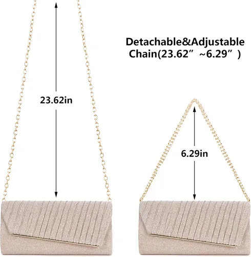 Vista 8 de Naimo - Deslumbrante bolsa pequeña de solapa, con cadena desmontable para eventos nocturnos.