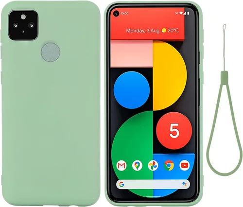 Vista 7 de Funda para Google Pixel 5a 5G, funda protectora de silicona líquida para Google Pixel 5a 5G con cordón de silicona, funda delgada y suave a prueba