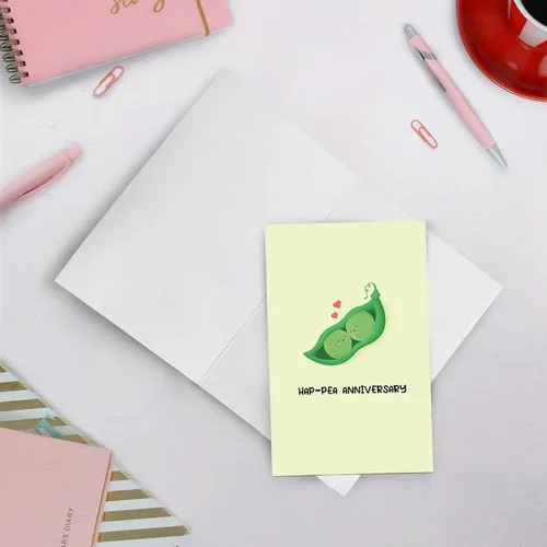 Vista 3 de Tarjeta de feliz aniversario SuperShunhu para él o para ella, linda tarjeta de aniversario de guisantes para pareja, tarjeta de aniversario