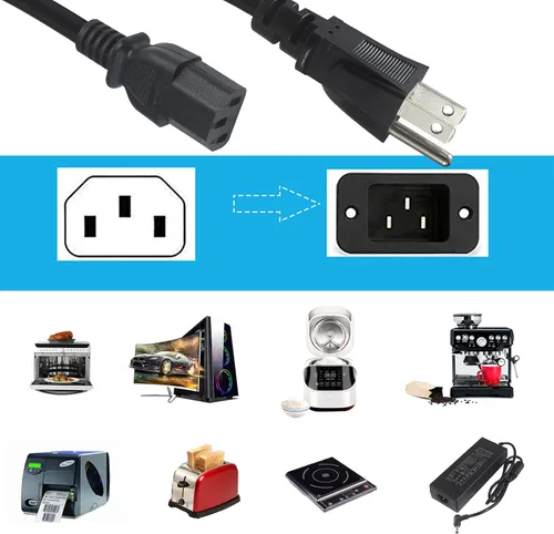 Vista 3 de Cable de alimentación para monitor de 3 pies – Cable de alimentación para computadora de PC, NEMA 5-15P a conector IEC C13 SVT 16AWG, cable