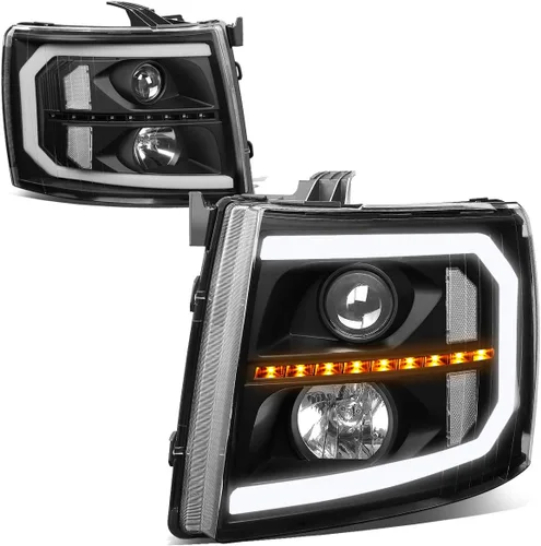 Vista 11 de DNA MOTORING HL-HPL-CSIL07-G2-BK-CL1 - Faro delantero de proyector DRL de doble LED compatible con Chevy Silverado 2007-2014, negro/transparente