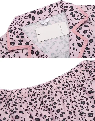 Vista 5 de Ekouaer- Pijama suave a rayas para mujer, diseño de camisa de manga corta con botones y pantalones cortos (tallas S a XXL)