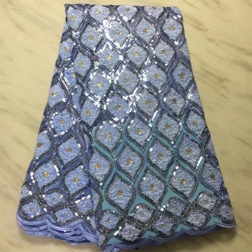 Vista 5 de Mahacraft - Tela de encaje de lentejuelas francesas africanas para boda tela de encaje nigeriana de organza para costura tela de encaje de tul
