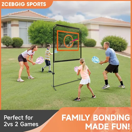 Vista 3 de Portable Pickleball Net – Regulation Size Outdoor & Indoor Paddle Game Set with Ball Catch Net & Removable Target – Heavy Duty Steel Frame, Carry