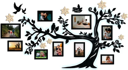 Vista 13 de JustLikeWood 39 x 22 pulgadas Calcomanía de Pared Grande de Árbol Genealógico de Madera para Decoración del Hogar con Marco de Fotos Estándar