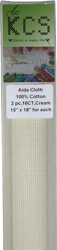 Vista 103 de KCS 2 cajas de tela de costura de algodón para punto de cruz de 15 x 18 pulgadas (blanco antiguo, 11 unidades)