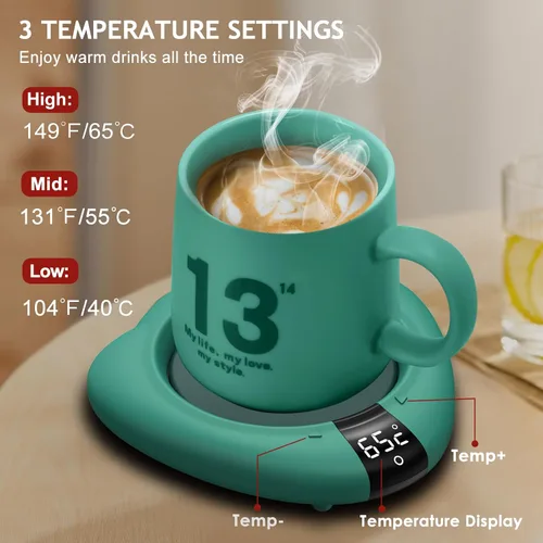 Vista 3 de TRILINK Calentador de taza de café (sin taza), calentador eléctrico de tazas para escritorio, 3 niveles de temperatura, apagado automático