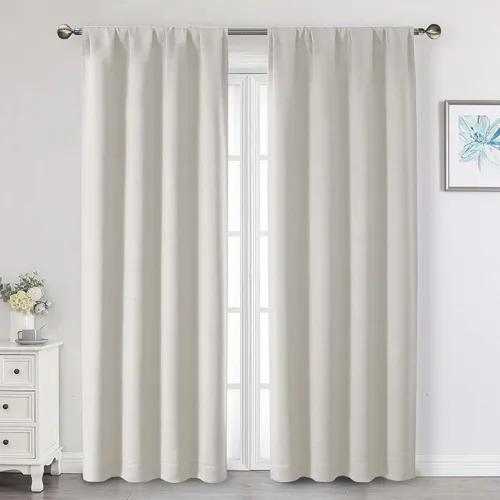 Vista 101 de Cortinas opacas para dormitorio, sala de estar, juego de 2 paneles de 54 pulgadas de largo, cortinas de oscurecimiento de habitación con aislamiento
